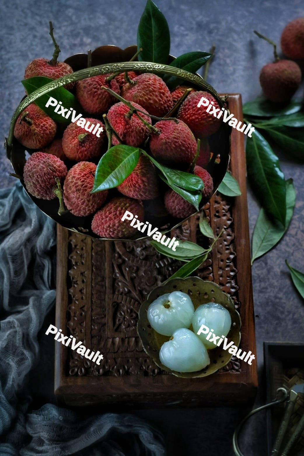 Lychee placed in a basket